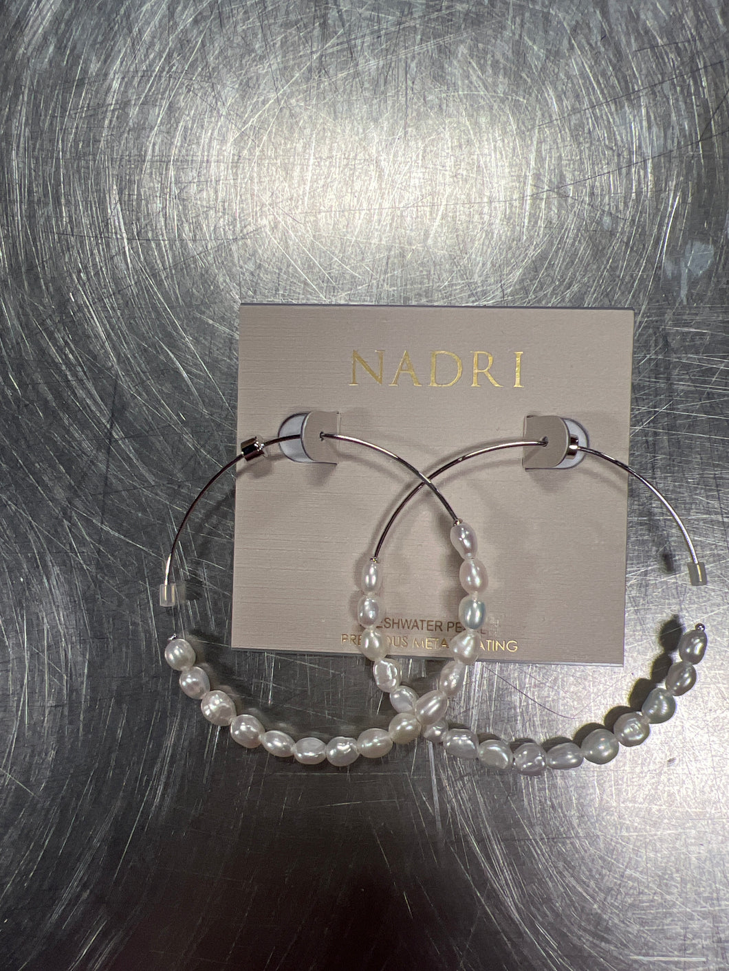 Nadri Earrings-pearl hoop